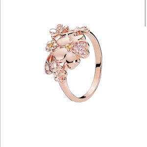 Pandora Rose Pink Crystal Wildflower Meadow Ring